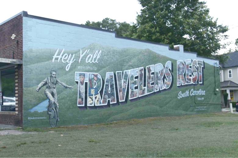 Living in Travelers Rest SC — downtown Main Street and Swamp Rabbit Trail